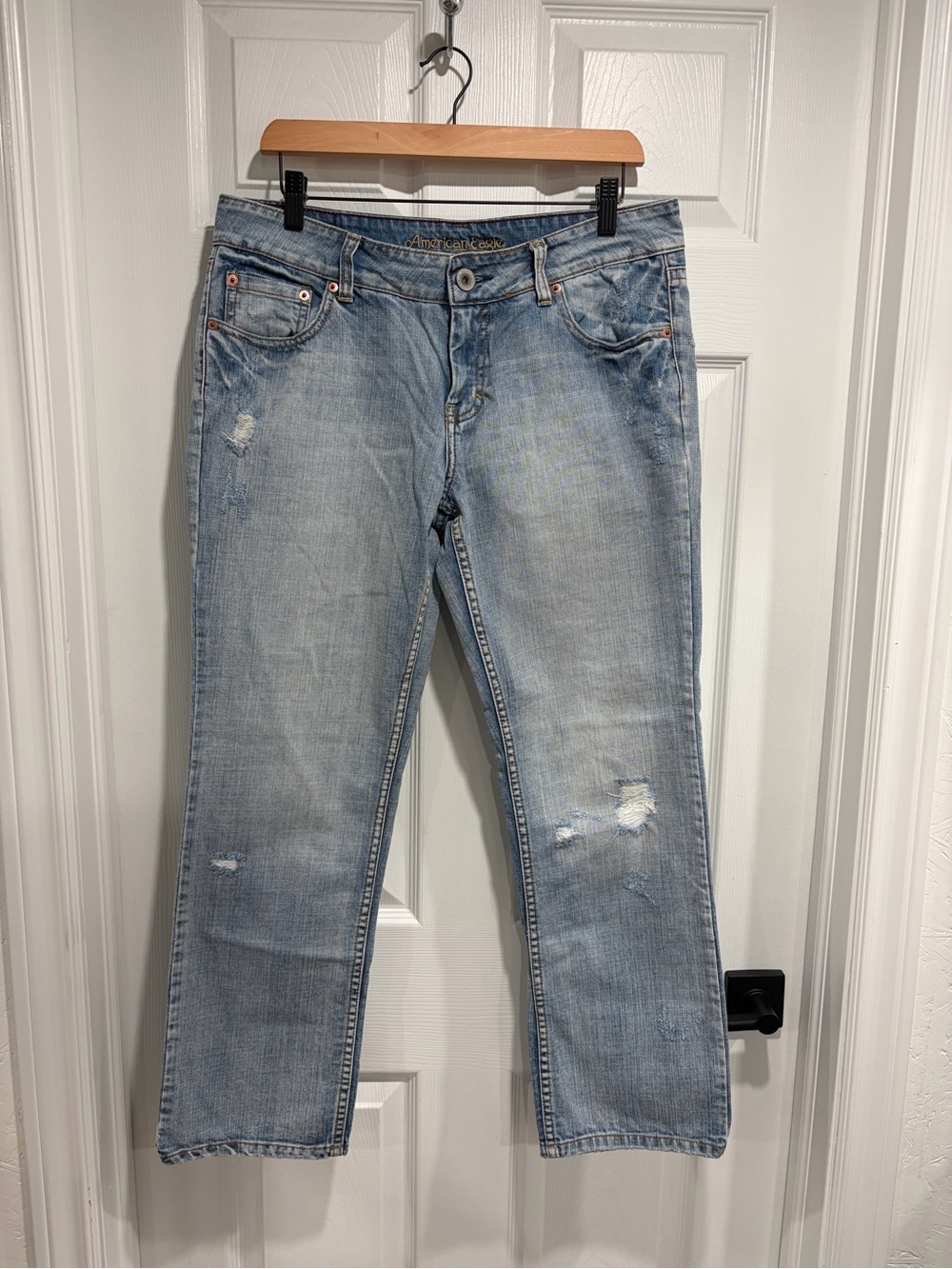 2/$25 American Eagle Outfitters Hipster Light Blue Distressed Straight Leg Jeans